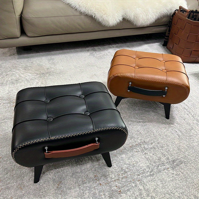 Nutshell comfortable faux leather footrest in black and brown colors for stylish home decor