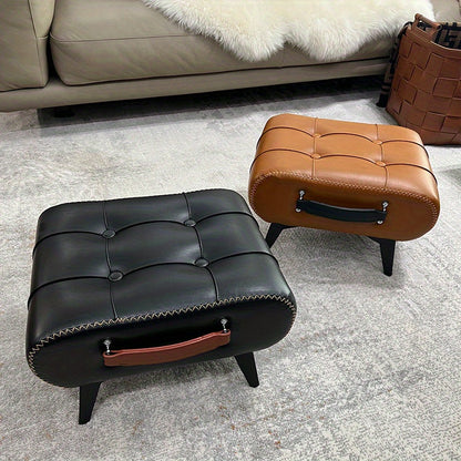 Nutshell comfortable faux leather footrest in black and brown colors for stylish home decor