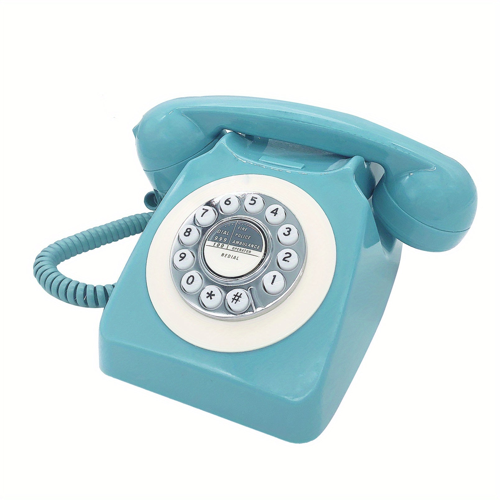 Nutshell Corded Retro Phone in Blue with Classic Rotary Dial and Vintage Design