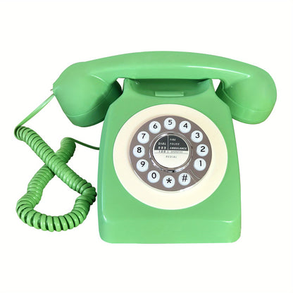 Nutshell Green Corded Retro Phone with Classic rotary dial and coiled cord