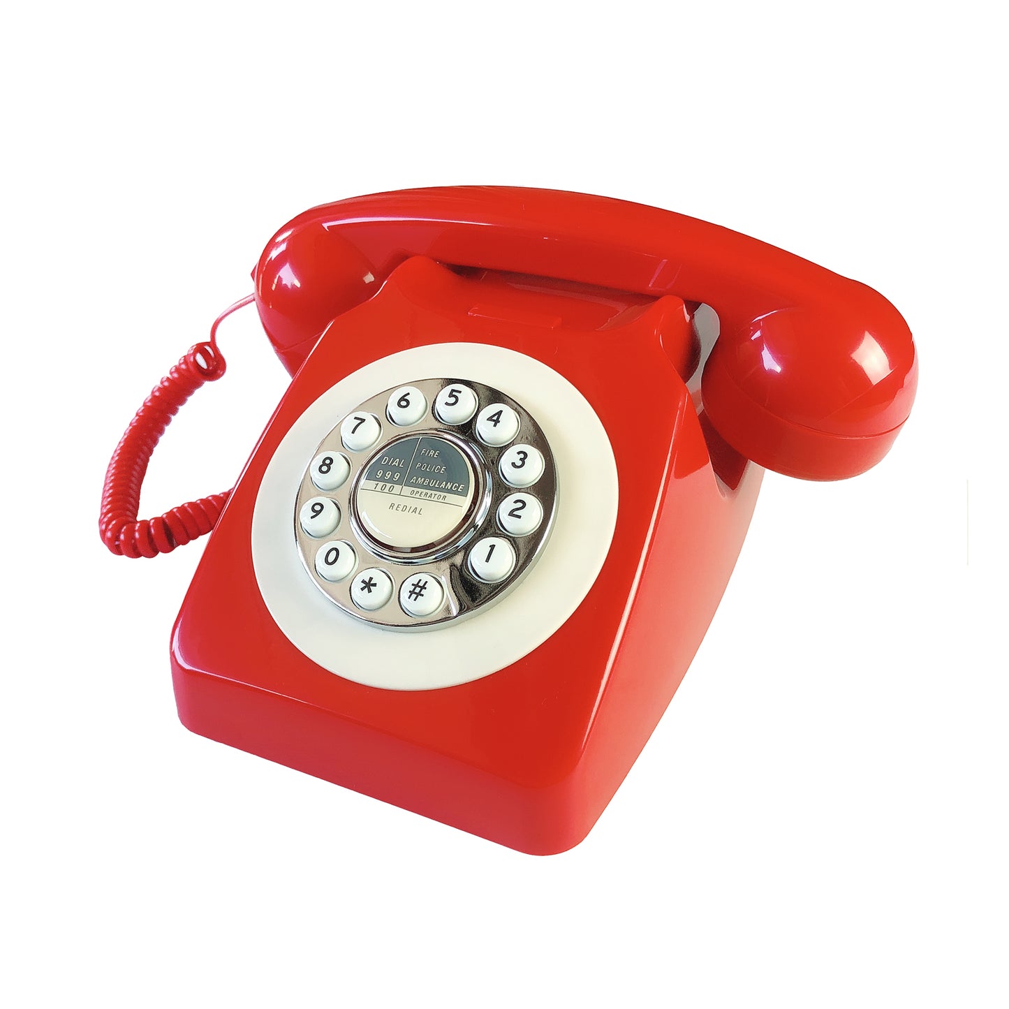 Nutshell Red Corded Retro Phone with Classic Rotary Dial and Handset for Vintage Style