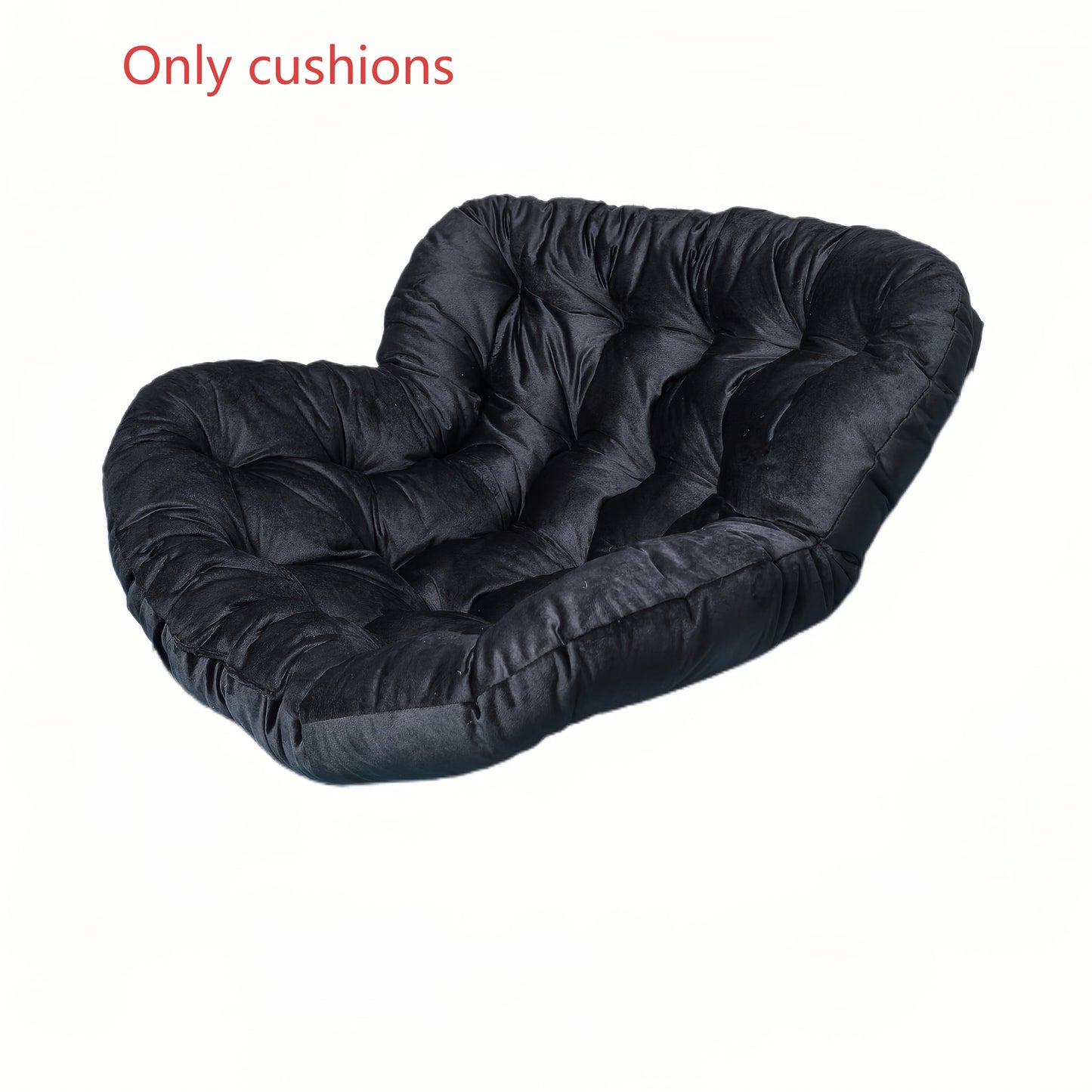 Black tufted plush comfortable patio chair cushion by Nutshell with deep padding for outdoor seating