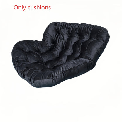 Black tufted plush comfortable patio chair cushion by Nutshell with deep padding for outdoor seating