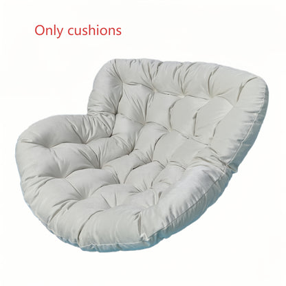 White tufted comfortable patio chair cushion shaped for curved seat and back extra plush support