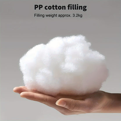 Nutshell PP cotton filling in hand showing plush white fiber for comfortable patio chair cushion stuffing