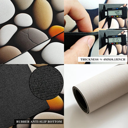 Nutshell kitchen floor mats pebble print cushioned 4mm non slip rubber bottom rollable kitchen organizer mat