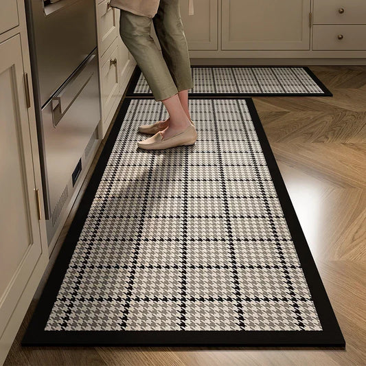 Nutshell kitchen floor mats black bordered houndstooth runners in kitchen providing cushioned anti fatigue support