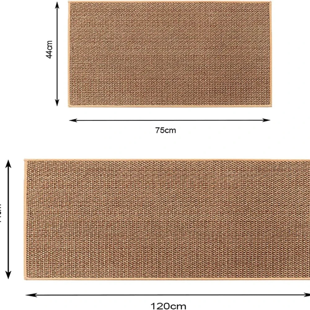 Nutshell washable non-slip kitchen rug natural jute look rectangular runner and mat shown with measurements