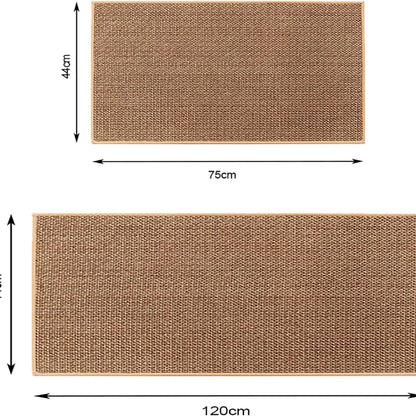 Nutshell washable non-slip kitchen rug natural jute look rectangular runner and mat shown with measurements