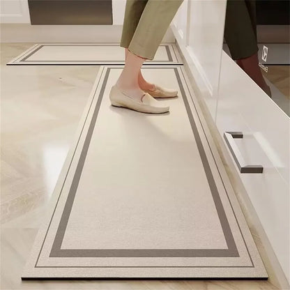 Nutshell anti slip kitchen floor mat beige runner with double border cushioned standing mat in front of cabinets