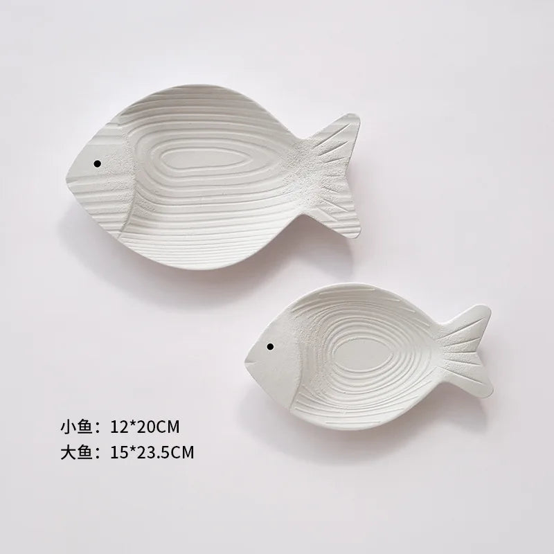 Nutshell Ceramic Fish Ornament in White, perfect for Mediterranean style home decor