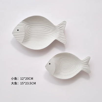 Nutshell Ceramic Fish Ornament in White, perfect for Mediterranean style home decor