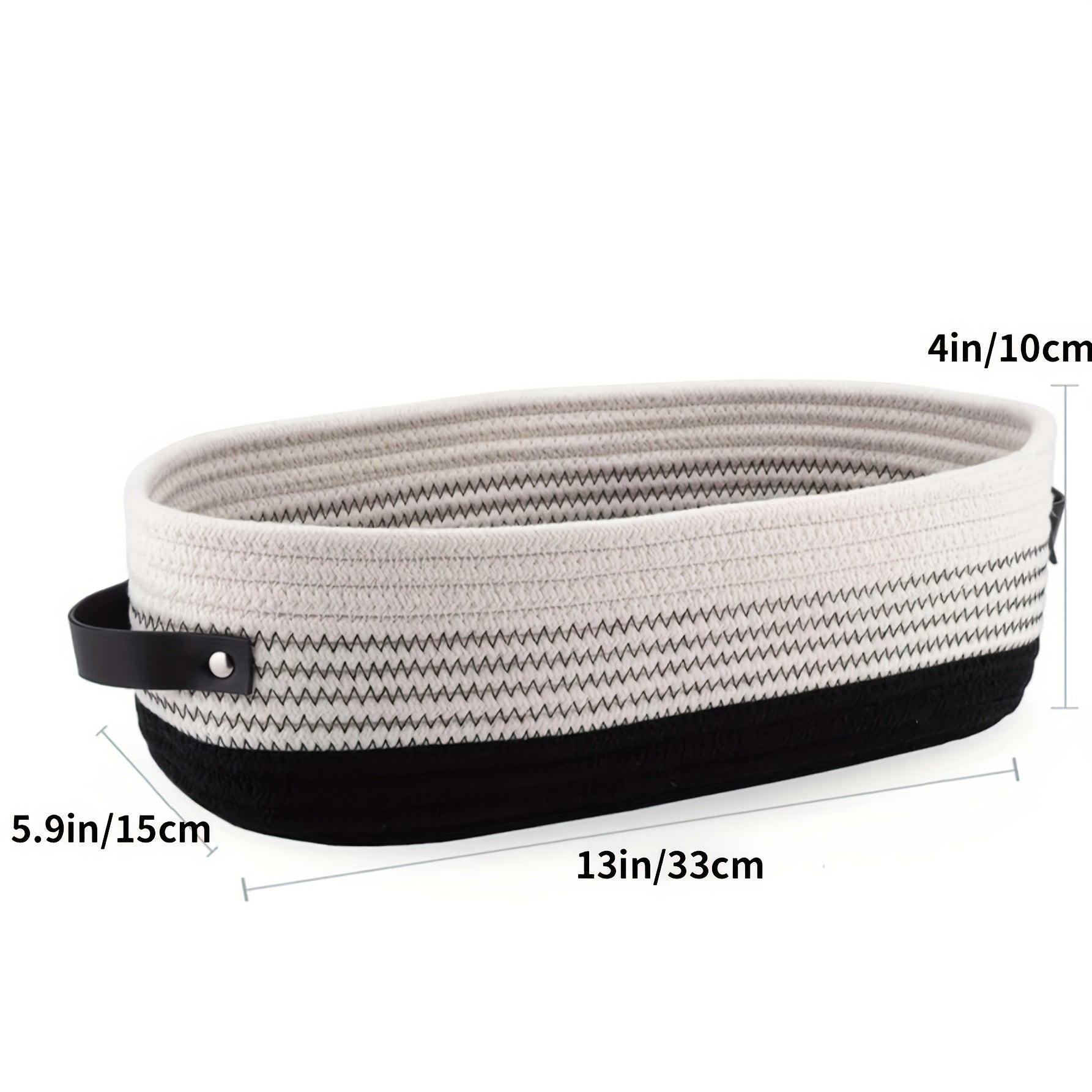 Nutshell decorative storage basket with handles, striped design, and dimensions of 13x5.9x4 inches