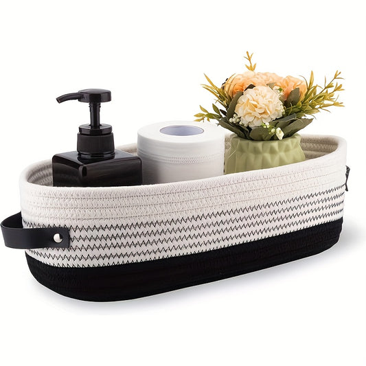 Nutshell decorative storage basket with a black and white design, perfect for organizing bathroom essentials