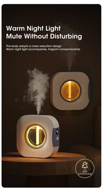 Nutshell desktop aroma diffuser with warm night light and quiet mist for home fragrance