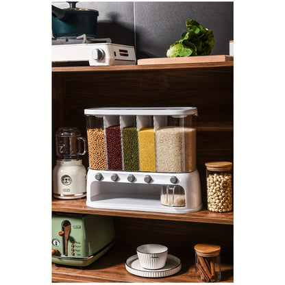 Nutshell dry food dispenser with multiple compartments for easy storage of grains and legumes