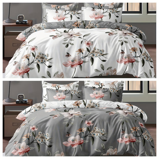 Nutshell dual color floral duvet cover with matching pillow shams for a stylish bedroom look