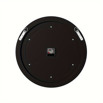 Back view of Nutshell elegant glass mirrored wall clock showing mounting hooks and clock mechanism