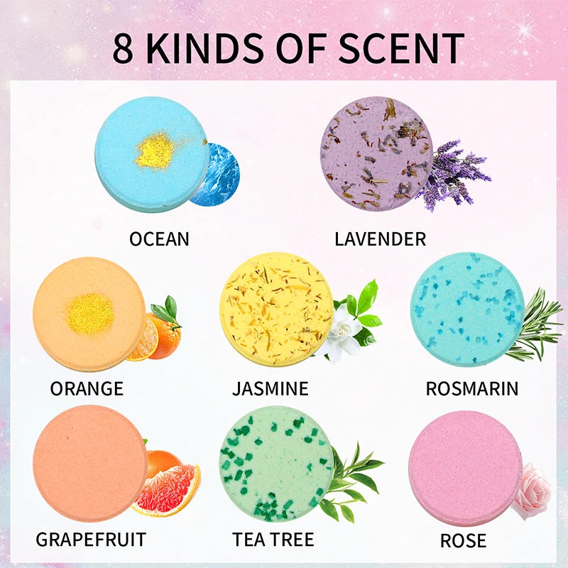 Nutshell essential oils shower steamers in eight scents including Ocean and Lavender for a relaxing experience