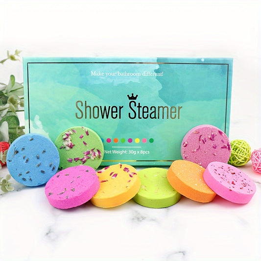Colorful Nutshell essential oils shower steamers in assorted scents for a relaxing shower experience