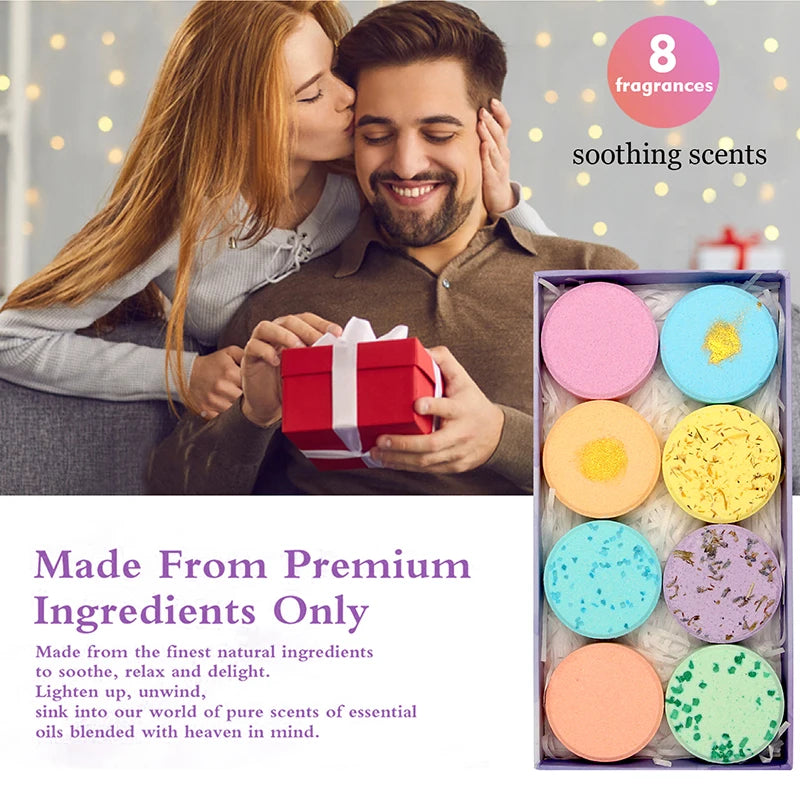 Nutshell essential oils shower steamers gift set with 8 colorful fragrances for relaxation and soothing scents