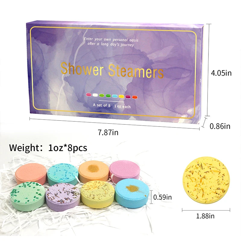 Nutshell essential oils shower steamers in assorted colors, set of 8, perfect for a relaxing shower experience