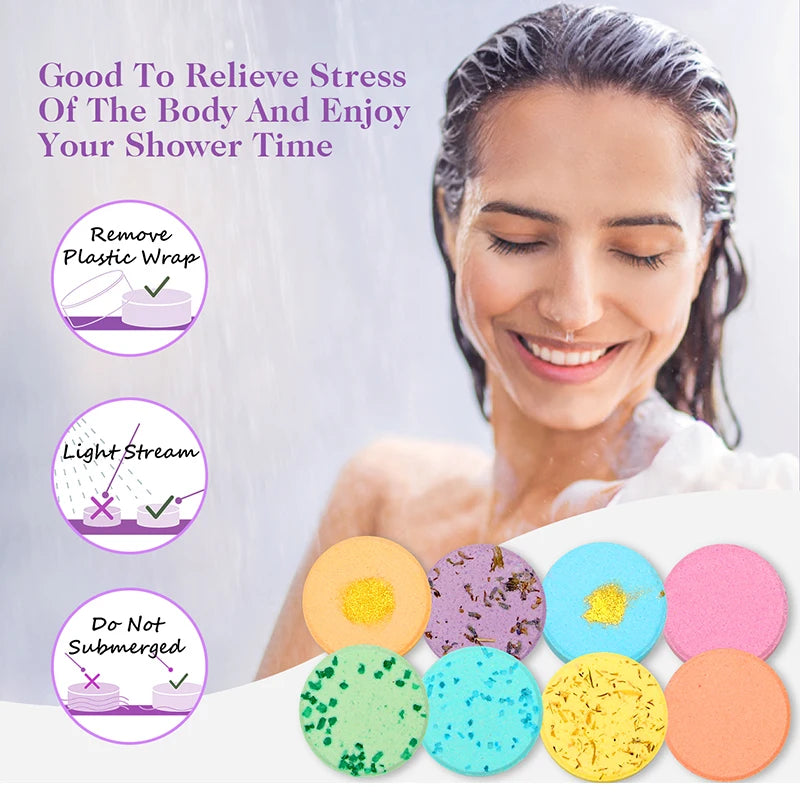 Nutshell essential oils shower steamers in various colors for a relaxing shower experience