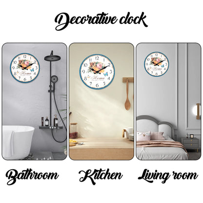 European style flower wall clock featuring floral accents, perfect for home decor in any room