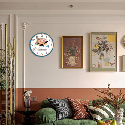 European style flower wall clock with vibrant floral design, perfect for home decor