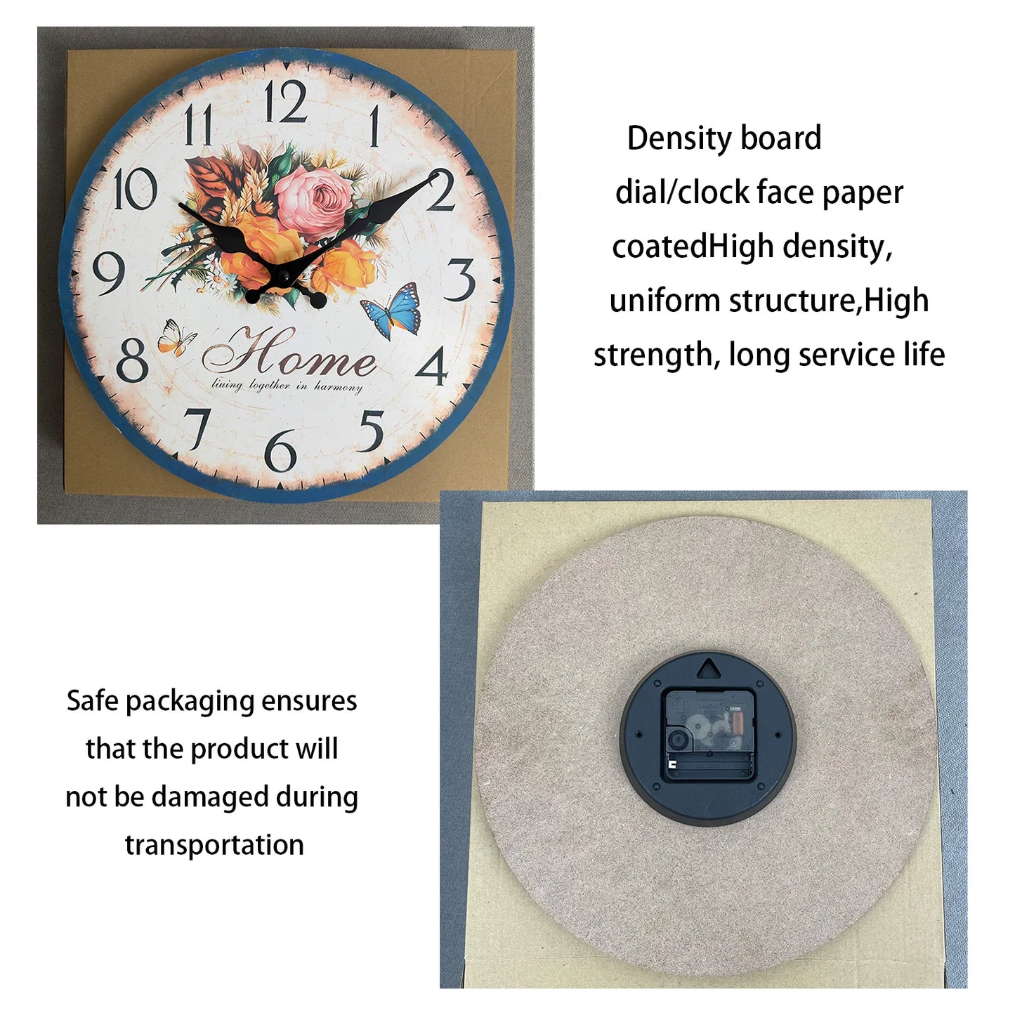 European style flower wall clock featuring a floral design and easy-to-read numbers