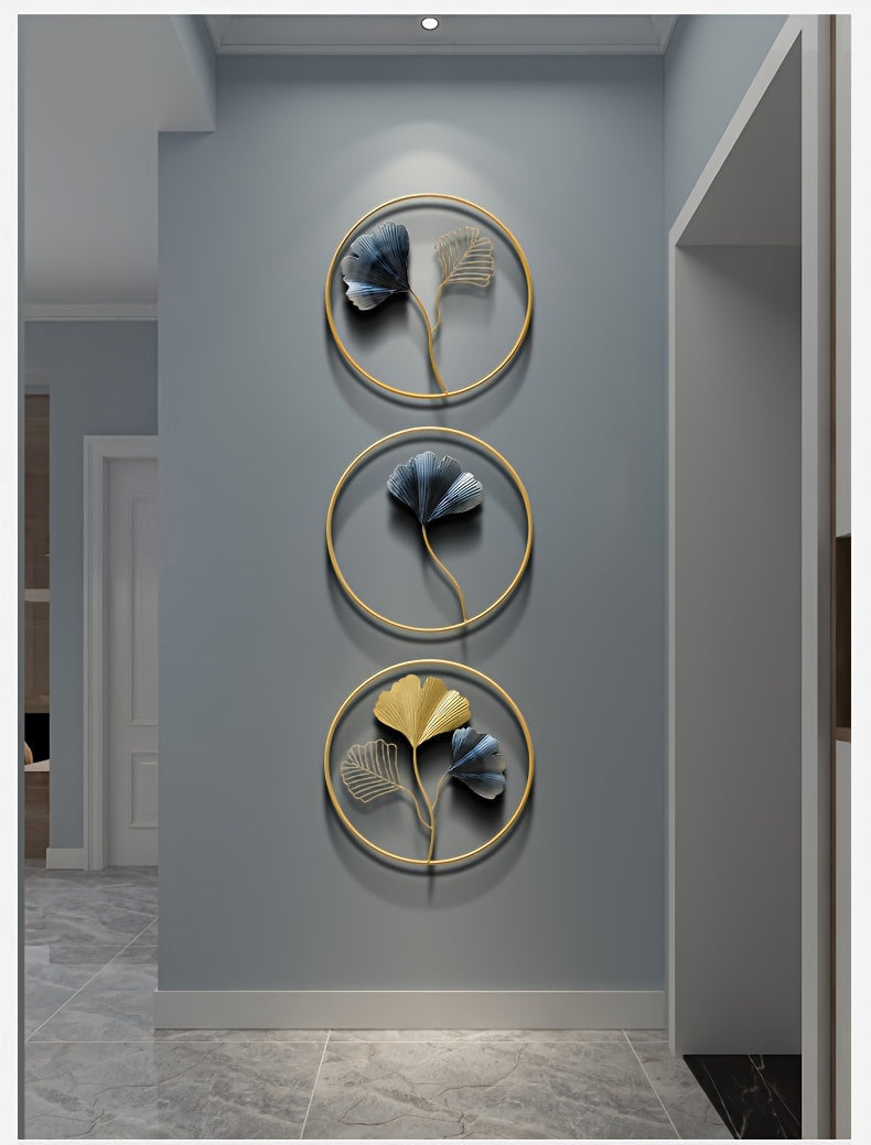 Nutshell European style wall art featuring three botanical designs in round frames on a light wall
