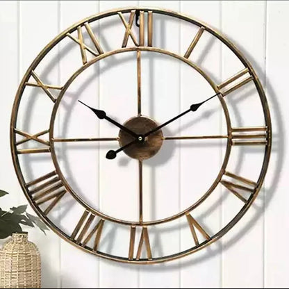 Extra Large Iron Roman Numerals Wall Clock with a vintage design and black clock hands
