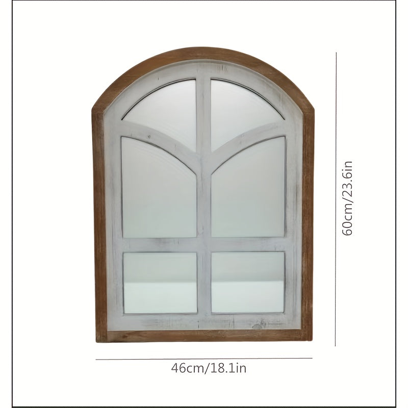 Nutshell farmhouse arched mirror with a wooden frame and elegant design for home decor