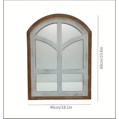 Nutshell farmhouse arched mirror with a wooden frame and elegant design for home decor