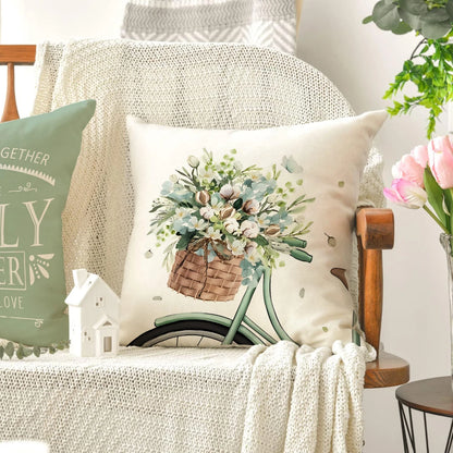 Nutshell farmhouse eucalyptus pillow covers with floral design on cream cushion for home decor