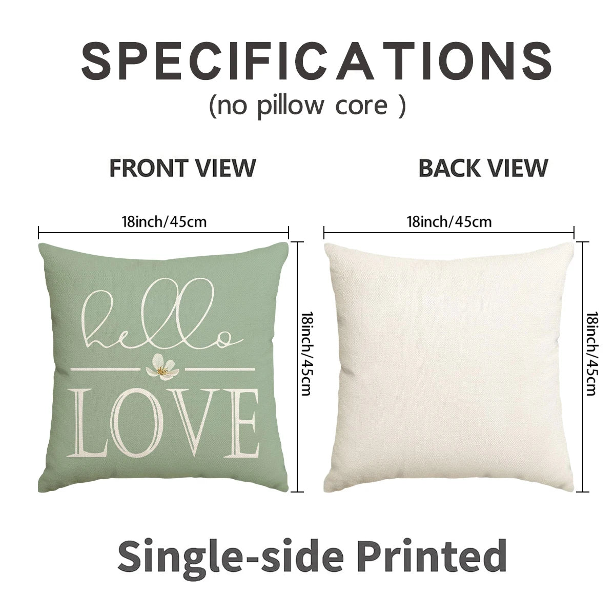Farmhouse eucalyptus pillow covers by Nutshell single-side printed green cushion with hello love text