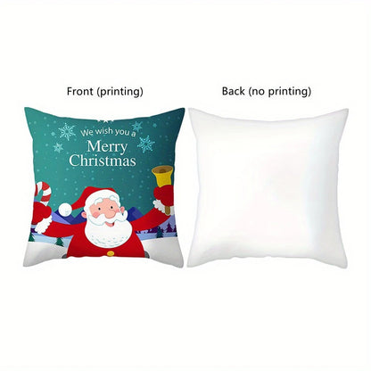 Nutshell farmhouse living room accent pillows with Merry Christmas Santa design front and plain white back