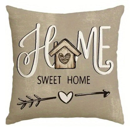 Nutshell farmhouse living room accent pillows with Home Sweet Home text and heart design