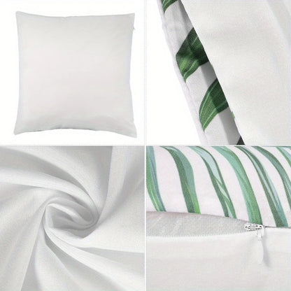 Nutshell farmhouse living room accent pillows with green leaf pattern and white fabric cover with zipper