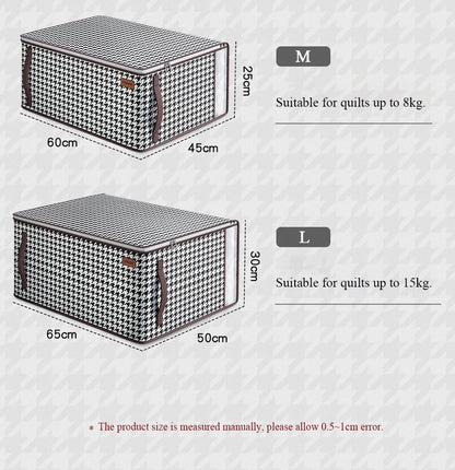 Nutshell thickened closet storage solution houndstooth fabric storage boxes M and L for quilts