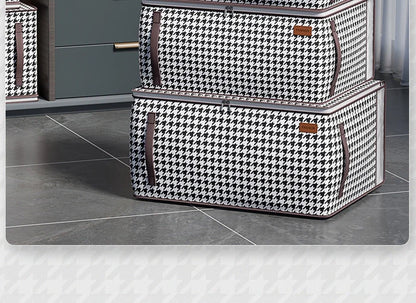 Nutshell thickened closet storage solution houndstooth fabric storage boxes set with side handles