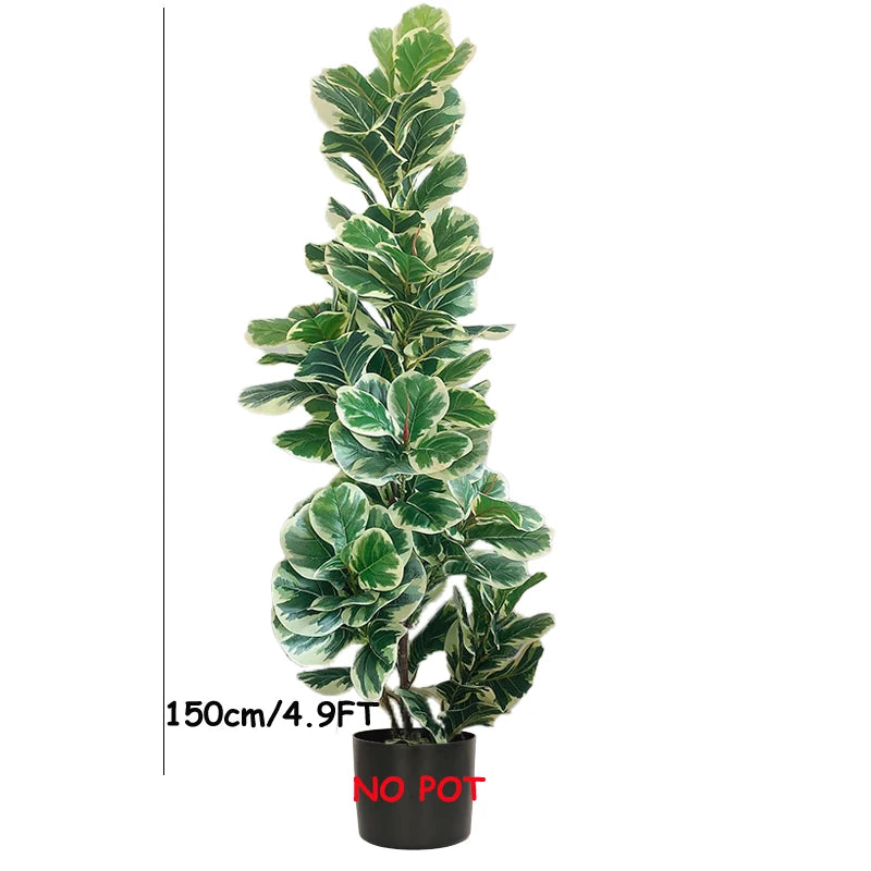 Nutshell faux plant variegated leaves real touch banyan tree 150 cm 4 point 9 feet tall decorative artificial indoor tree no pot