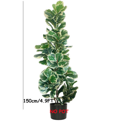 Nutshell faux plant variegated leaves real touch banyan tree 150 cm 4 point 9 feet tall decorative artificial indoor tree no pot