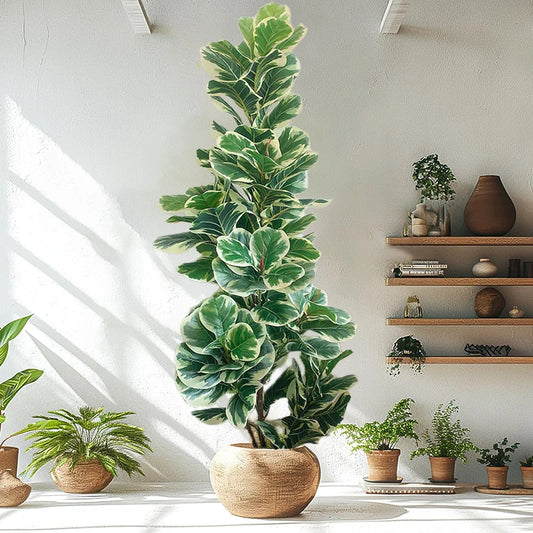 Nutshell faux plant real touch banyan tree tall variegated potted artificial tree for home decor