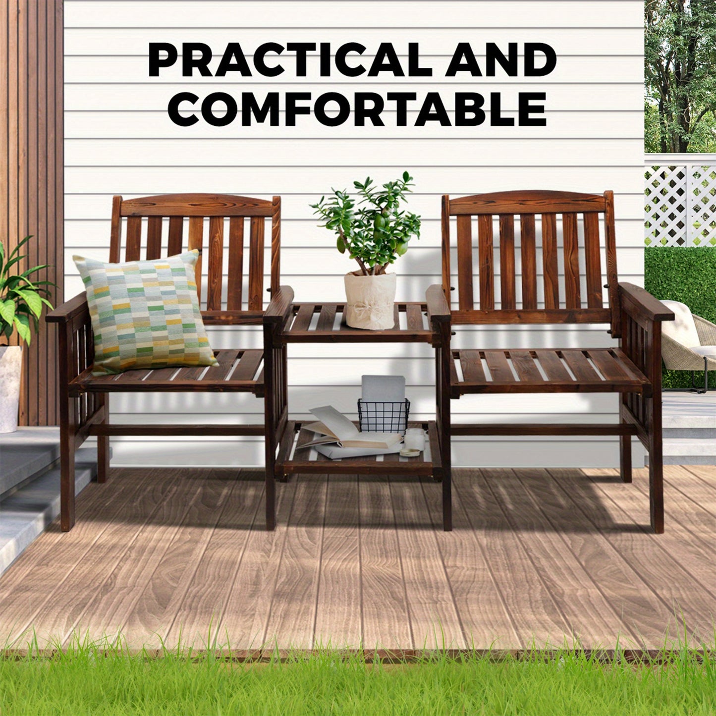 Stylish 2 Seat Garden Chair with Table Set for comfortable outdoor seating and relaxation