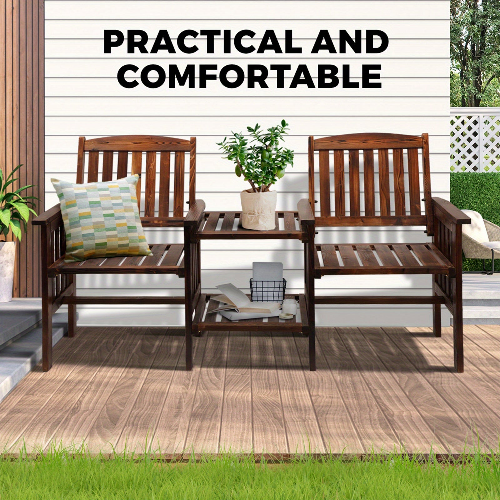 Stylish 2 Seat Garden Chair with Table Set for comfortable outdoor seating and relaxation