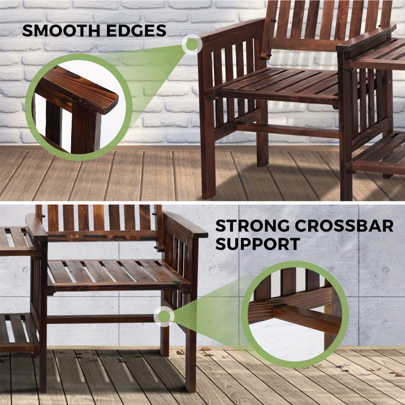 Nutshell 2 Seat Garden Chair with Table Set featuring smooth edges and strong crossbar support