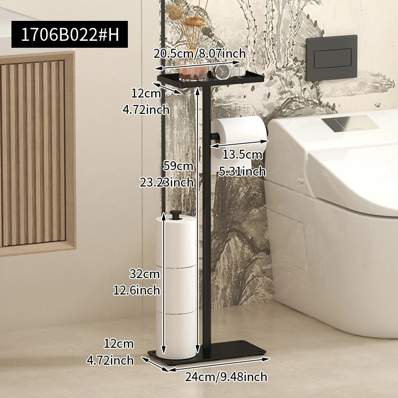 Modern floor standing toilet roll paper rack from Nutshell with sleek design for bathroom organization