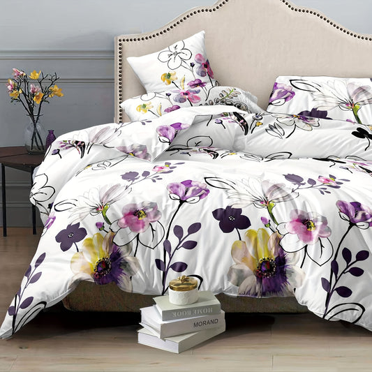 Nutshell floral duvet cover set queen with vibrant flowers and matching pillowcases for elegant bedding