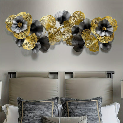 Elegant 3D floral metal wall art in gold and silver colors for stylish home decor